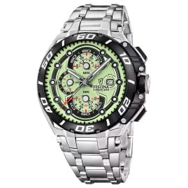 Festina F20754/3 Herrenuhr Chronograph Chrono Bike Stahl/Hellgrün