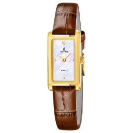 Festina F20770/2 Damen-Quarzarmbanduhr Rechteckig Braun/Goldfarben