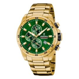 Festina F20541/3 Men´s Wristwatch Chronograph Gold Toned/Green