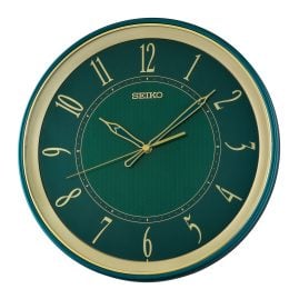 Seiko QXA834M Wanduhr Quarz mit Leisegang Grün/Goldfarben