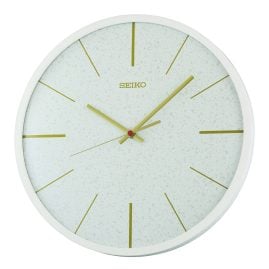 Seiko QXA828W Quartz Wall Clock with Quiet Movement White/Gold Tone