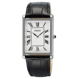 Seiko SWR103P1 Men's Watch Quartz with Leather Strap Black