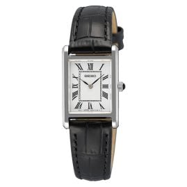 Seiko SWR107P1 Women's Watch Quartz with Black Leather Strap