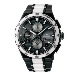 Seiko SSH185J1 Astron GPS Solar Men's Watch Chrono Titanium Black/White LE