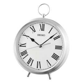 Seiko QXG155S Table Clock Silver Tone/White
