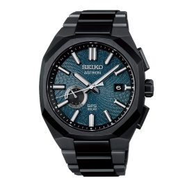 Seiko SSJ039J1 Astron GPS Solar Men's Watch Titanium Black/Blue LE