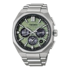 Seiko HAB005J1 Astron GPS Solar Herrenuhr Chronograph Titan/Hellgrün LE