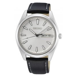 Seiko SUR447P1 Men´s Wristwatch with Leather Strap Black