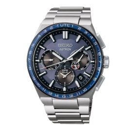 Seiko SSH109J1 Astron GPS Solar Dual Time Men's Watch Titanium Blue