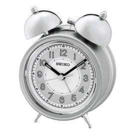 Seiko QHK035S Glocken-Wecker mit Leisegang silber / weiß