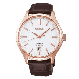Seiko SRPD42J1 Presage Herren-Automatikuhr mit braunem Lederband