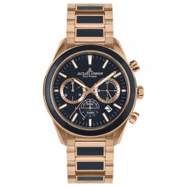 Jacques Lemans 1-2115H Eco-Power Herren-Chronograph Solar Roségoldfarben/Schwarz