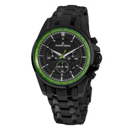Jacques Lemans 1-1799Z-SET Men's Wristwatch Liverpool Black/Green with 3 Straps