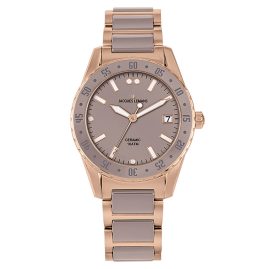 Jacques Lemans 42-12M Damen-Armbanduhr Liverpool Roségoldfarben/Keramik Grau