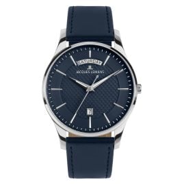 Jacques Lemans 1-2193C Herren-Armbanduhr London Leder Blau