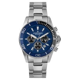 Jacques Lemans 1-2206H Men's Watch for Divers Chronograph Steel/Blue
