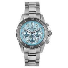 Jacques Lemans 1-2206K Men's Diving Watch Chronograph Steel/Ice Blue