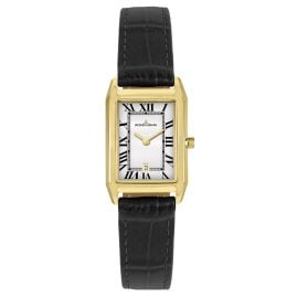 Jacques Lemans 1-2189.1P Damen-Uhr Quarz Rechteckig Schwarz/Goldfarben