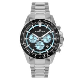 Jacques Lemans 1-2207B Herrenuhr Chronograph Schwarz/Eisblau