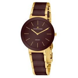 Jacques Lemans 42-7ZE Women's Watch Monaco Gold Tone/Ceramic Brown