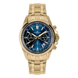 Jacques Lemans 1-2117ZI Men's Watch Chronograph Liverpool Gold Tone/Blue