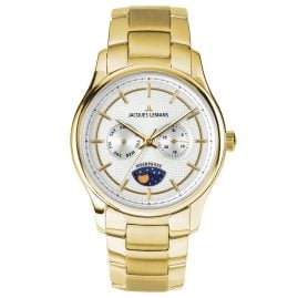 Jacques Lemans 1-2213O Uhr für Herren Derby mit Mondphase Goldfarben