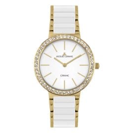 Jacques Lemans 50-7D Women's Watch Monaco Gold Tone/Ceramic White