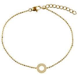 Jacques Lemans S-B250B Damenarmband Edelstahl vergoldet mit Zirkonia