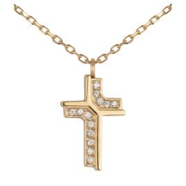 Jacques Lemans S-C255B Damen-Kette mit Kreuz-Anhänger Edelstahl vergoldet