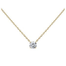 Jacques Lemans S-C261B Damen-Kette Edelstahl vergoldet Zirkonia-Anhänger