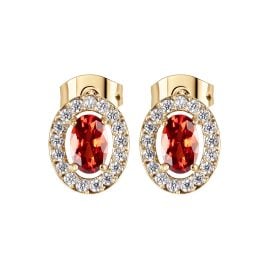 Jacques Lemans S-O246D Damen-Ohrringe Edelstahl mit Zirkonia Rot/Gold