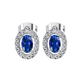 Jacques Lemans S-O246E Damen-Ohrringe Edelstahl mit Zirkonia Blau/Silber
