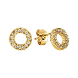 Jacques Lemans S-O250B Damen-Ohrringe Edelstahl vergoldet mit Zirkonia