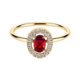 Jacques Lemans S-R246D Women's Ring with Cubic Zirconia Gold/Red