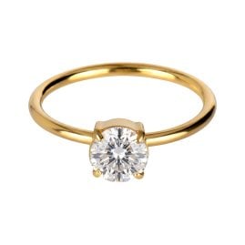 Jacques Lemans SR261B Women's Ring Gold-Tone with Cubic Zirconia