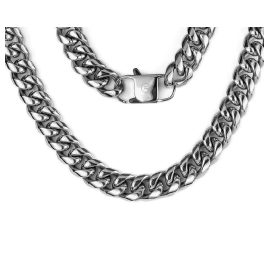 Jacques Lemans S-K165C55 Men's Curb Chain Necklace 55 cm Blackened Stainless Steel