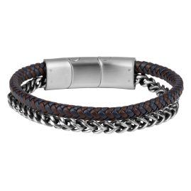 Jacques Lemans S-B108A Men's Bracelet Leather and Stainless Steel