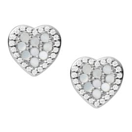 Fossil JFS00568040 Women's Silver Stud Earrings Heart