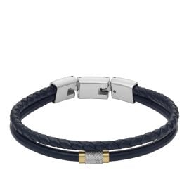 Fossil JF04703998 Men's Bracelet Dark Blue Leather