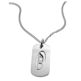 Diesel DX1352040 Men's Curb Chain Necklace with Dog Tag Pendant