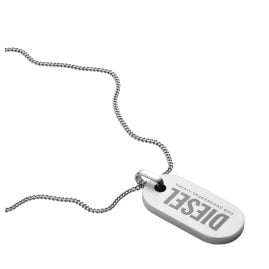 Diesel DX1348040 Men's Curb Chain Necklace with Dog Tag Pendant