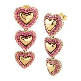 Guess JUBE05002JWYGPK Damen-Ohrringe Ohrhänger Herz Goldfarben
