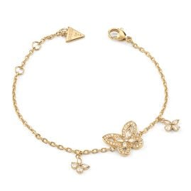 Guess JUBB05113JWYGL Damen-Armband Lily Schmetterling Goldfarben L