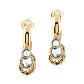 Guess JUBE05095JWYGAQ Women's Hoop Earrings Crystal Charms 4G Blue/Gold