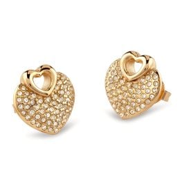 Guess JUBE05213JWYG Damen-Ohrringe Ohrstecker Herz Goldfarben