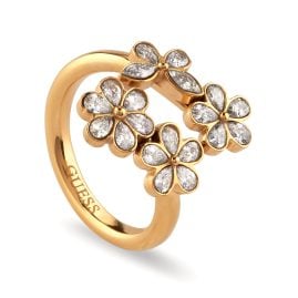 Guess JUBR05104JWYG Women's Ring Lily Multi Flowers Gold Tone