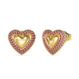 Guess JUBE05008JWYGPK Damen-Ohrringe Ohrstecker Herz Goldfarben/Weiß