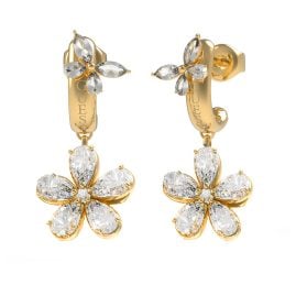 Guess JUBE05105JWYG Women's Hoop Earrings Lily Flower J Gold Tone
