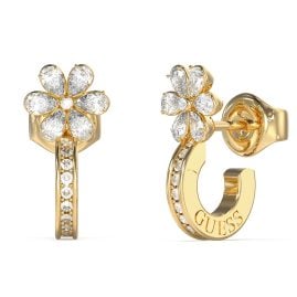 Guess JUBE05110JWYG Damen-Ohrringe Lily Flower Mini Hoops Goldfarben