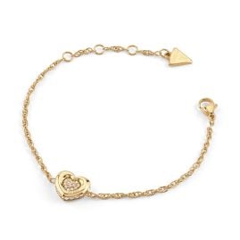 Guess JUBB05461JWYGS Women's Heart Pave Bracelet Gold Tone S